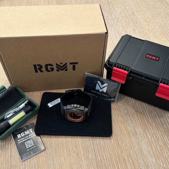 NEW IN BOX - RGMT Watch: Skeleton Altimeter Orange Grey - Priced to Sell - Picture 2 of 8